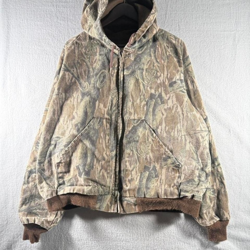 Vintage 90's Mossy Oak Canvas Carhartt Style Zip‎ Up Jacket XL